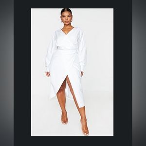 Plus White Midi Shirt Dress